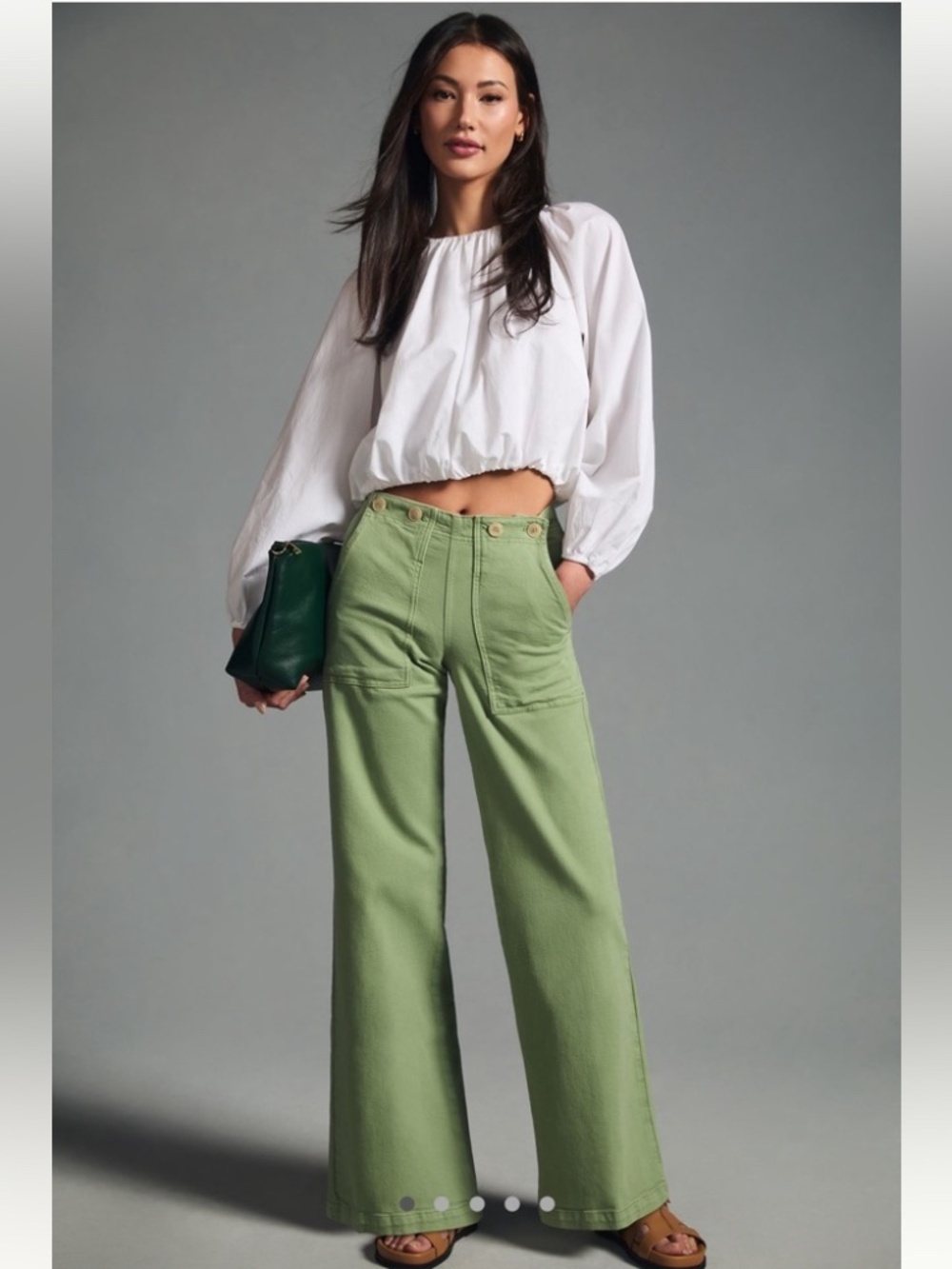 Anthropologie Pilcro The Kit High-Rise Wide-Leg Utility Trousers 32” inseam